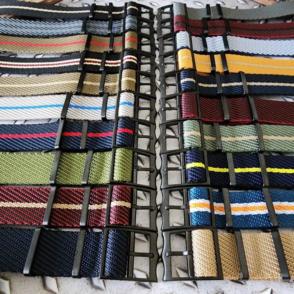 NATO ® Correa Tejido de Sarga Paso Único Ajustable Nylon G10 Correa de Reloj Hebillas PVD Foto 2 de 4