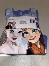 Disney Frozen Girls 2 Piece Pajama Set Size 7/8 Top Pants Anna Elsa