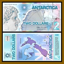 Antarctica 2 Dollars, 2007 James Clark 10 anniversary Polymer Unc