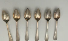 Vtg. 6 Serrated Tip Grapefruit Spoons EPNS Sheffield England Silverplate 6.25"