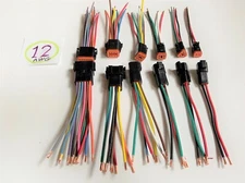 12 AWG black Assembled  Deutsch 2,3,4,6,8,12 Pin  waterproof connector 6" wire
