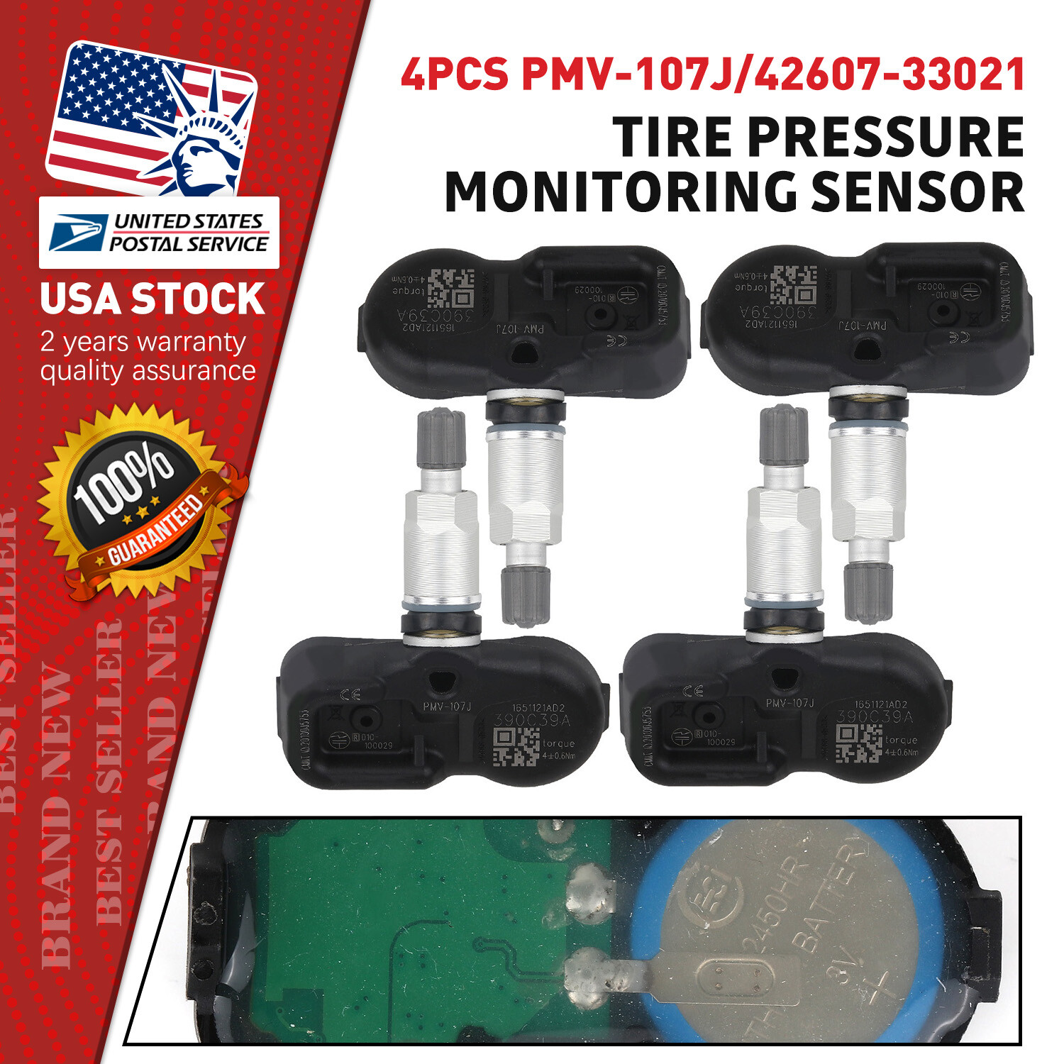 Toyota Lexus TPMS Sensor 42607-33021 PMV-107J 4X New Replacement