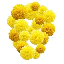 Yellow Paper Pom Poms - 10"12" Tissue Pom Poms Decorations for Party Hanging ...