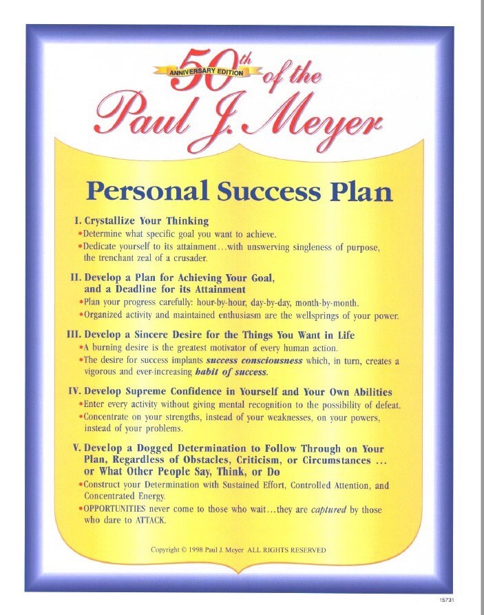 ポールJマイヤー プログラム Personal Success Planne Success Motivation Institute 50th Anniversary Personal Success