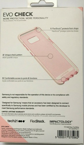 Tech21 Case for Samsung Galaxy S8+ Evo Check Flexshock Protection - ROSE Tint - Picture 4 of 6