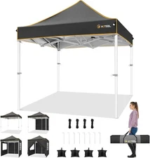 COBIZI 6.6x6.6 Pop up Canopy Heavy Duty Beach Gazebo Tent UPF50+ with Sidewalls