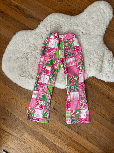Y2K Lilly Pulitzer Girls Cameron Patchwork Flare Leg Pants Size 8