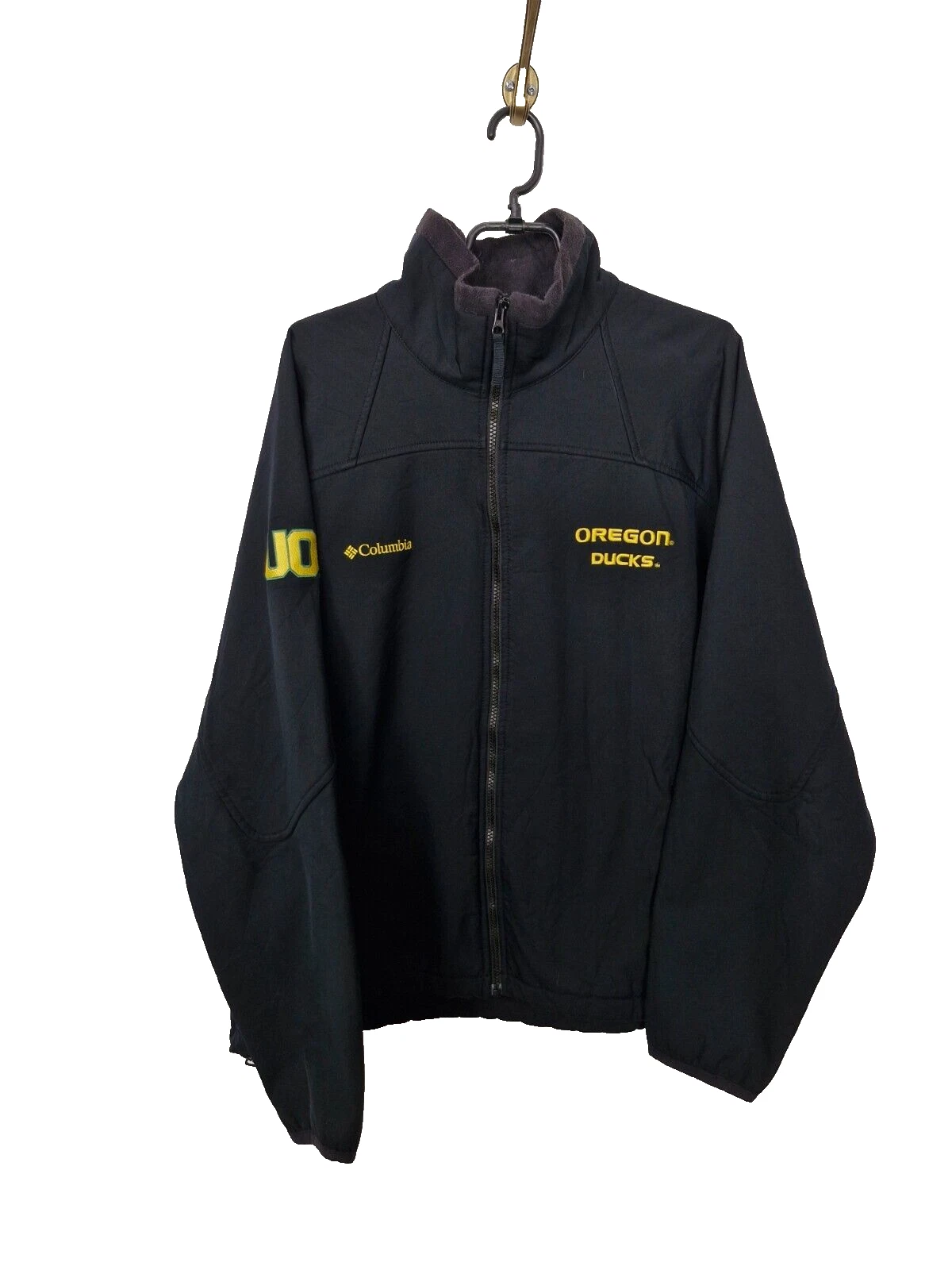 Columbia Soft Shell Oregon Ducks NCAA Black Jacket Full Zip Men Size: L