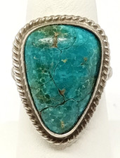Native American Sterling Silver  Turquoise Ring Size 5, 7.8 grams