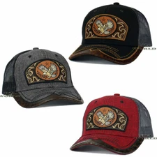 USA American Eagle Hat Western Trucker Mesh Snapback Curved Bill Baseball Cap