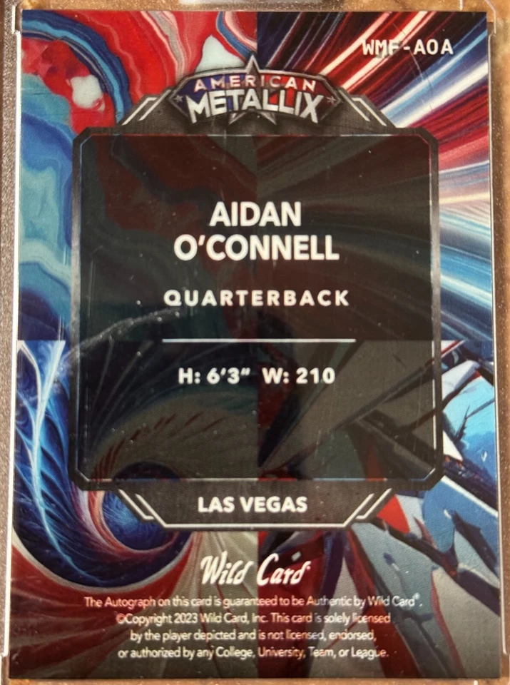 🔥 Aidan O'Connell Autogramm Rookie Card 2023 Metallix 1/1 - Vegas Raiders 🔥 - Bild 2 von 2