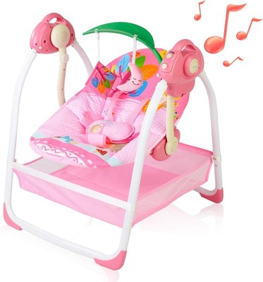 Portable Baby Swing with 6 Motions, Toddler Swing with Music, Sounds, Timing