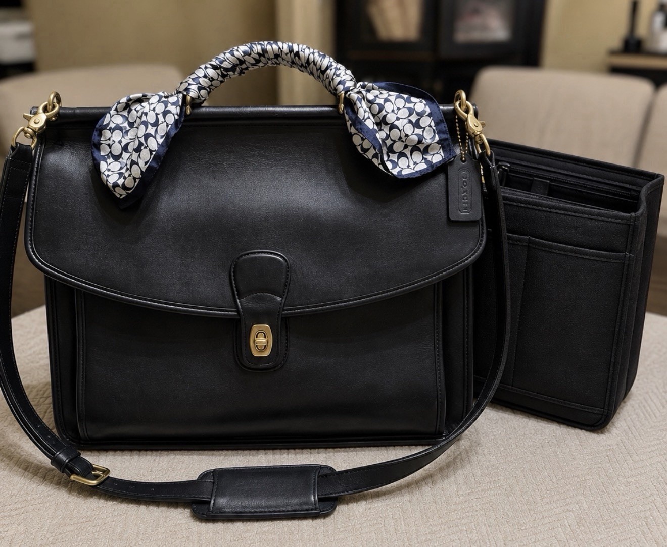 Vintage COACH Beekman Briefcase Black Leather Bag 526… - Gem