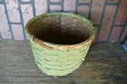 antique primitive original green paint egg basket 9 inch diameter 7 side — photo 3