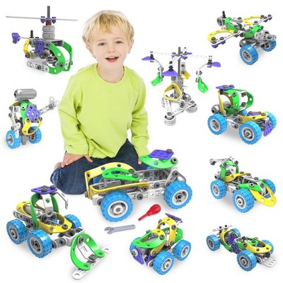 107Pcs Motorized Erector Sets for Kids Ages 4 5 6 7 8+,STEM Building Toys for...