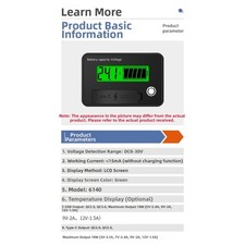 830VDC Digital Battery Tester with LCD Display and Adjustable Voltage Sensing