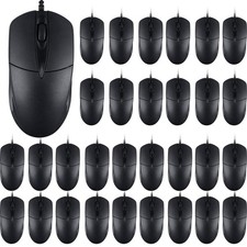 100 PCS Black Wired USB Computer Mouse Bulk - 1000 DPI 3 Button Corded with H...