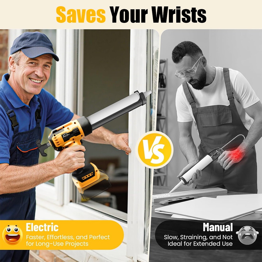 Cordless Caulking Gun for Dewalt 20V Max Battery,10 Oz 6 Speed for Sealing