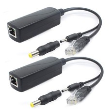 2 PCS 5V Gigabit PoE Splitter 48V To 5V 2.4A Adapter 3.5x1.35mm