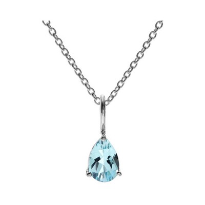 Teardrop Blue Topaz Necklace Solid Sterling Silver 925 Hallmarked British Made