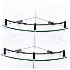 Bathroom Corner Shower Caddy, 9.5" Tempered Glass Bathroom Shelves Wall 2-tier