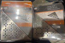 2 Schluter Triangular Corner Shelf for Tiled Walls-Floral Design Stainless Steel