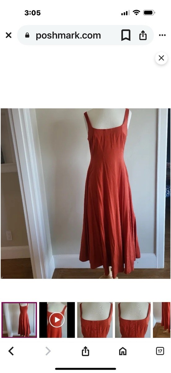 Christian Lacroix Terracotta Midi Dress Square Neckline Sz.6 Christian Lacroix Terracotta Midi Dress Square Neckline Sz.6