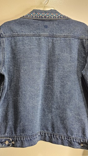 Vintage Christine Alexander Größe M 100% Baumwolle Jeansjacke Damen Strass / - Bild 3 von 12