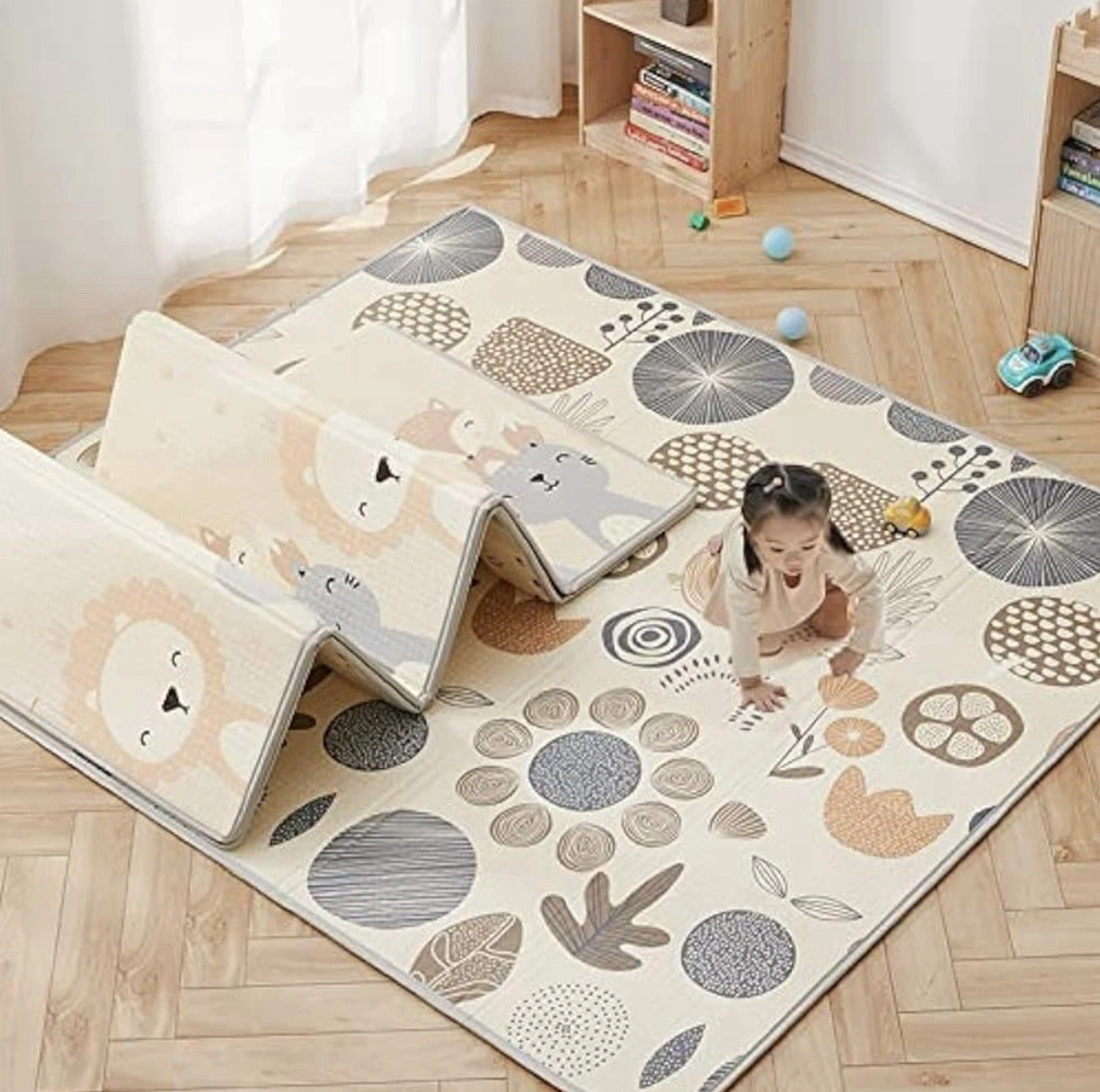 2-Pack Large Foldable Baby Play Mats Waterproof Reversible Crawling Mats