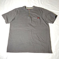 Wrangler Workwear Short Sleeve Henley Shirt Mens XL Gray Pocket Utility Work Tee