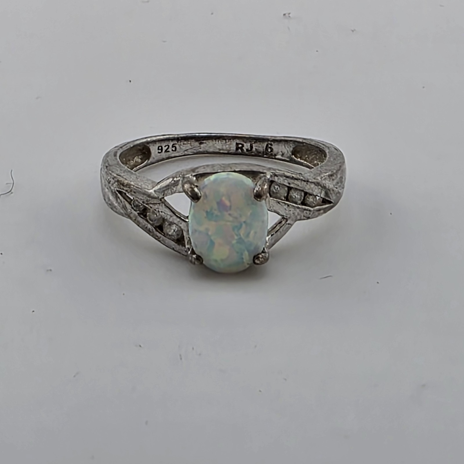 Opal Ring Sterling Silver 925 Simulated Cubic Zir… - image 9