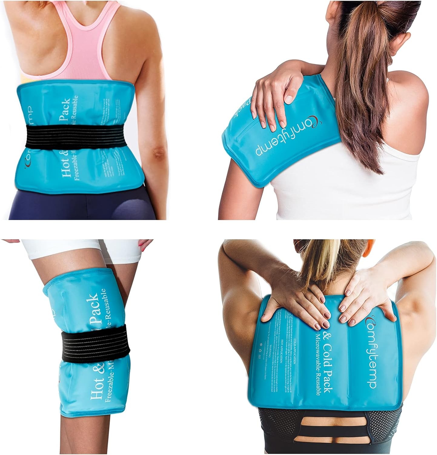 Large Gel Ice Pack 27x37cm Reusable Hot Cold Pack with Straps for Back