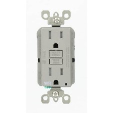 LEVITON 15 Amp 125-Volt Duplex Self-Test Tamper Resistant GFCI Outlet, Gray