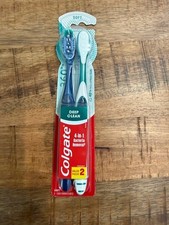 Colgate 360 Deep Clean 4 In 1 Toothbrush Soft Adult Green Blue 2 Pack Twin New