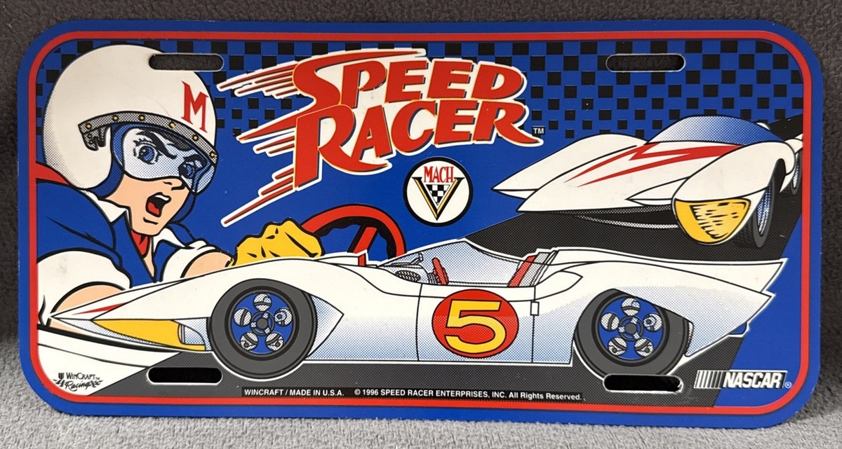 RARE 1996 Speed Racer Mach V NASCAR Plastic License Plate WINCRAFT