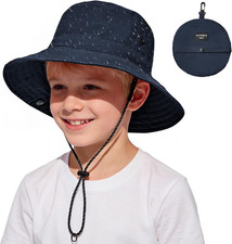 Waterproof Kids Bucket Hat, UPF 50 Packable Swim Travel Safari Hat Boys Girls w