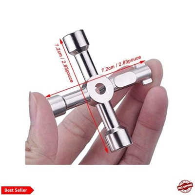 4 Way Sillcock Water Key, 15/64'', 5/16'', 15/32'', 35/64'' Multifunction Utility...