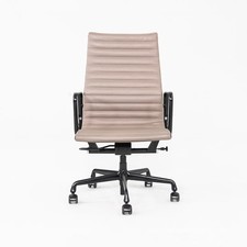 2022 Herman Miller Eames Aluminum Group Executive Desk Chair in Beige Leather