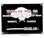 VINTAGE TRAVEL AIR MFG CO PORCELAIN SIGN AIRPLANES HANGAR CESSNA WICHITA KS GAS