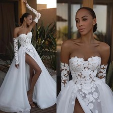 2026 Wedding Dresses Long Sleeves Sweetheart Bridal Gowns Sweep Train Side Slit