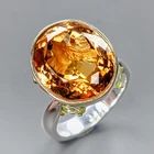 Handmade 20ct+ Natural Citrine Quartz Ring 925 Sterling Silver Size 8 /R434827