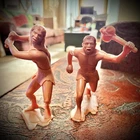 Vintage 6” Louis Marx & Co MCMLXIII 2 Caveman Axe Swinging Prehistoric Figures