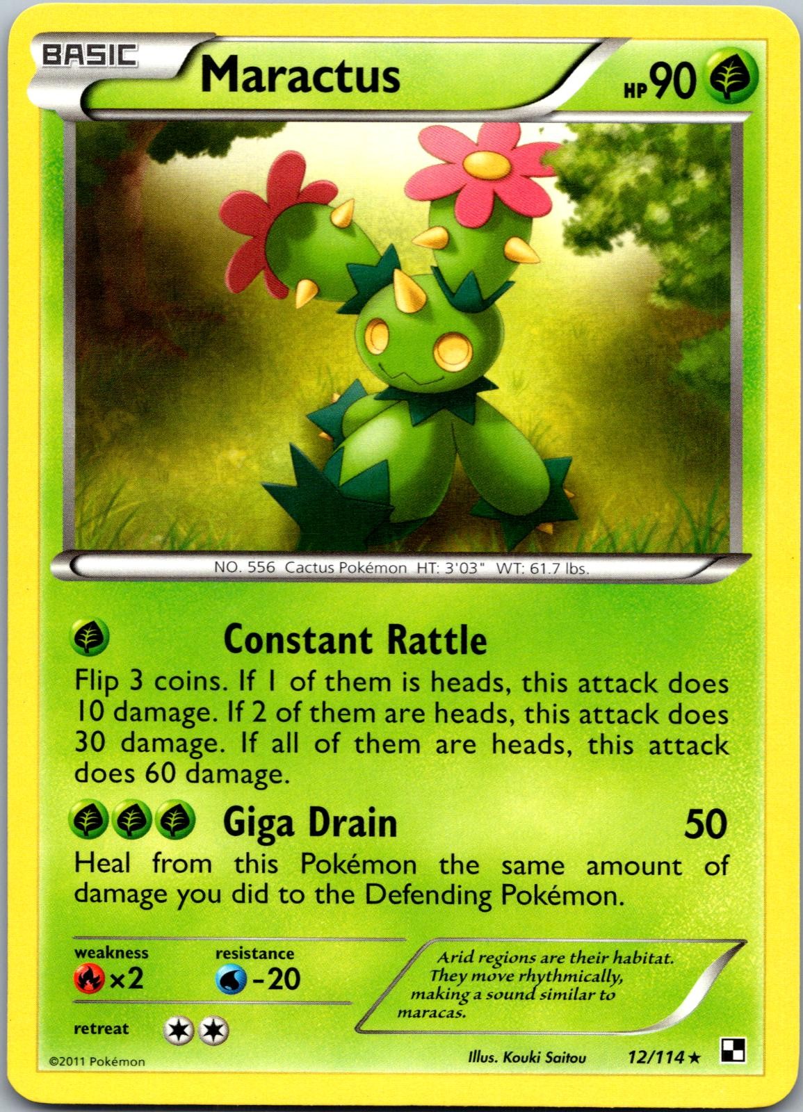 MARACTUS 12/114 RARE BLACK & WHITE POKEMON NM/M