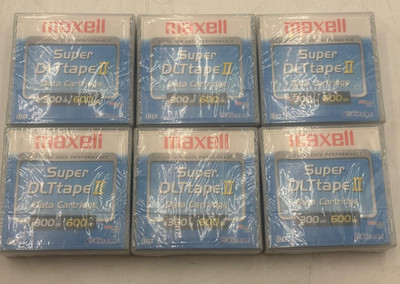 Lot of 6 Maxell Super DLTtape II 300GB / 600GB Sealed - NEW