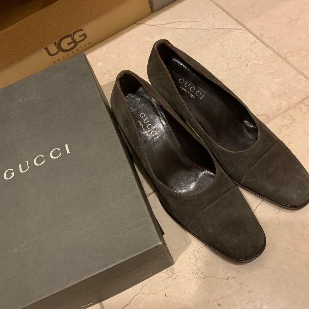 Gucci Heels Pumps Shoes Brown Suede Size 38.5 US About 8.5 For Women thumbnail 8