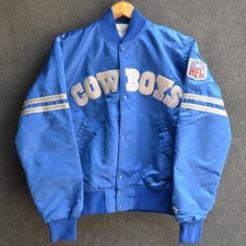 STARTER Pro Line Dallas Cowboys NFL Satin Bomber Jacket Men's M USA Vintage