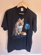 Jerzees Large Animal Wolf Nature Graphic Tee Black Jerzees Large Made In USA