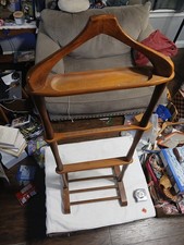 Vtg. 60s Gentlemans Valet Stand Wood Butler Suit Rack