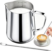 350Ml/12Oz Edelstahl MilchkäNnchen, Handheld MilchaufschäUmer Mit Dekorationssti
