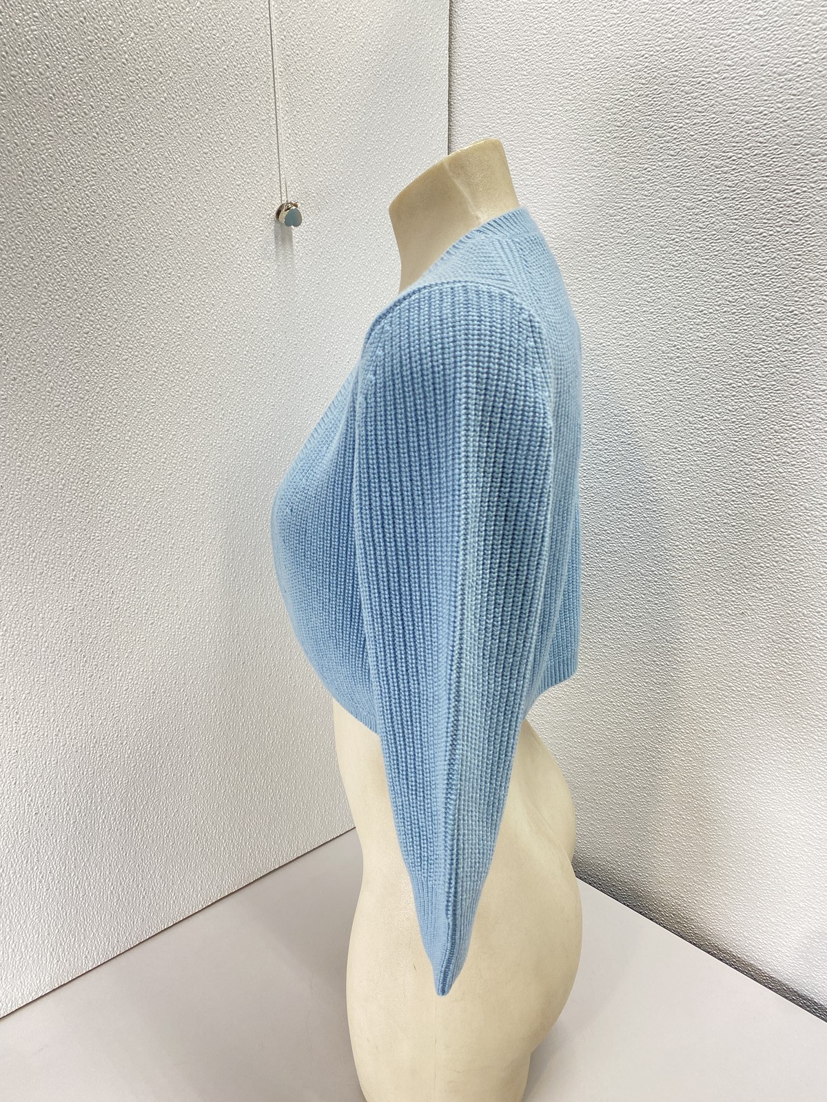 Michael Kors Womens Cropped Shaker Knit Cashmere Cardigan Size M Seaglass thumbnail 4